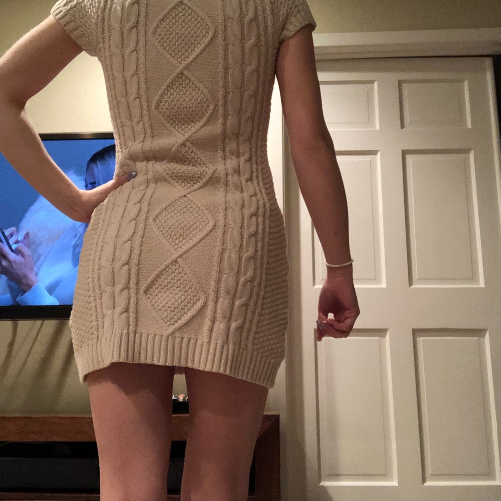 Pink rose knit sweater dress